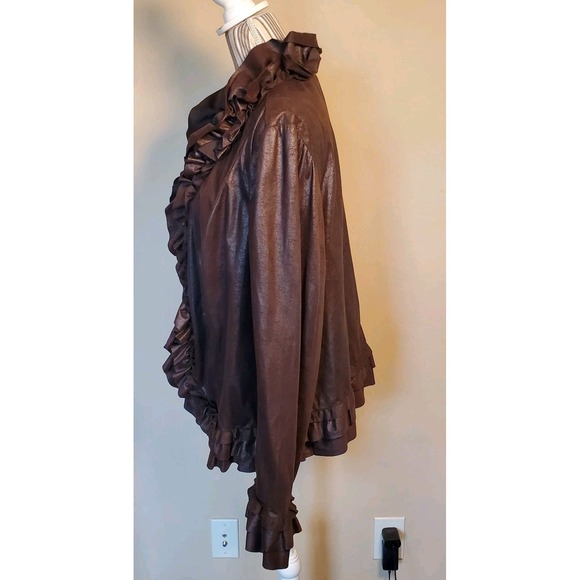 inc international concepts Ruffle Bronze Brown Open Light Jacket Plus Sz 3XL - Picture 3 of 9